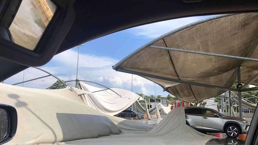 Storm tears Grand Plaza shade sails apart